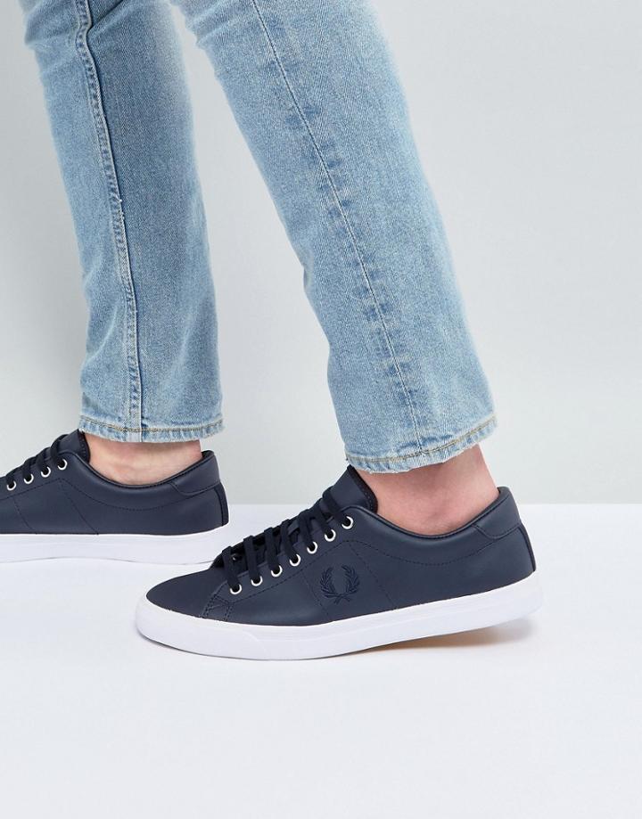 Fred Perry Underspin Leather Sneakers In Black - Black