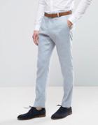 Selected Homme Slim Suit Pants In Linen - Blue