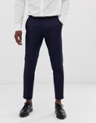Moss London Skinny Cropped Suit Pants In Navy