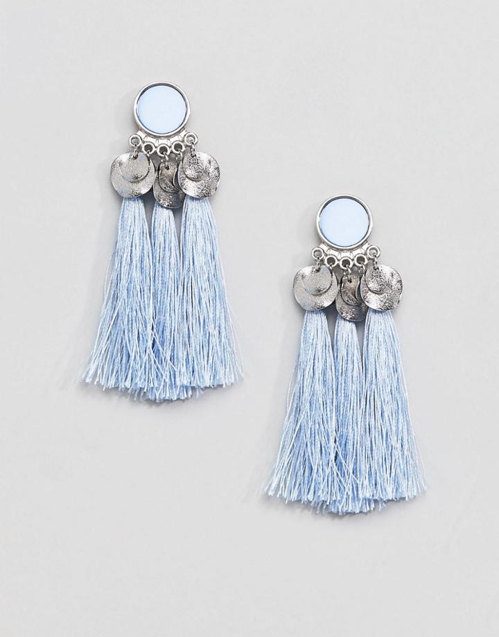 Pieces Boho Tassel Earring - Blue