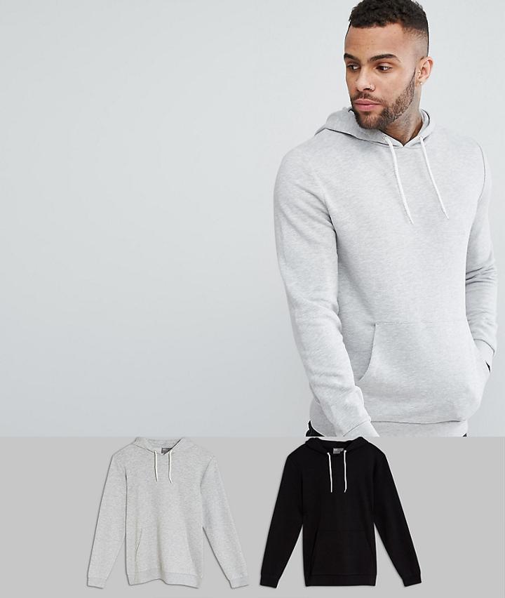 Asos Hoodie 2 Pack Black/gray Marl Save - Multi