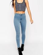 Asos Rivington Jeggings In Wethered Light Blue - Lightwash Blue
