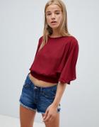 New Look Flutter Sleeve Top - Red