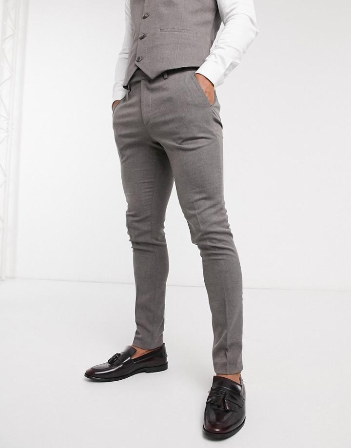 Asos Design Wedding Super-skinny Suit Pants In Charcoal Micro Texture-grey