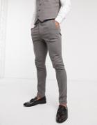 Asos Design Wedding Super-skinny Suit Pants In Charcoal Micro Texture-grey