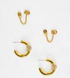 Asos Design 14k Gold Plated Pack Of 2 Knot Earrings
