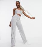 Asos Design Tall Knitted Wide Leg Pant In Gray - Part Of A Set-grey