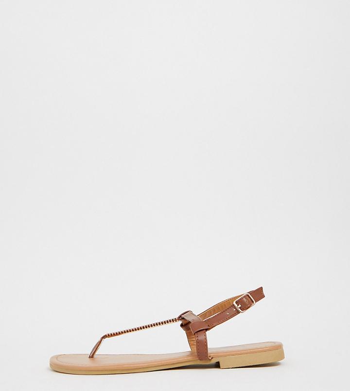 New Look Wide Fit Metallic Detail Sandal In Tan - Tan