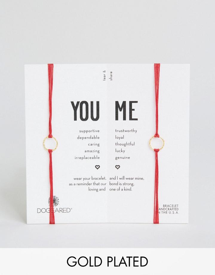 Dogeared Gold Plated You & Me Set Of 2 Sparkle Ring Friendship Bracelets - Gold