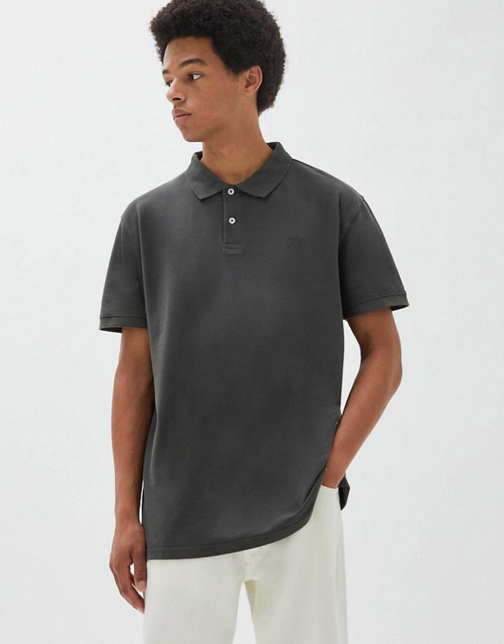 Pull & Bear Polo In Gray-grey