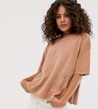 Asos Design Tall Smock Top With Hem Detail In Wash-white