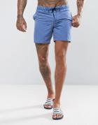 Asos Swim Shorts In Blue Acid Wash Mid Length - Blue