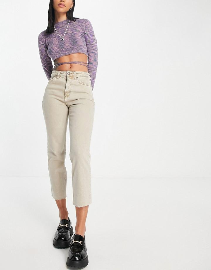 Topshop Straight Organic Cotton Jean In Sand-neutral