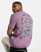 Asos Design Relaxed T-shirt In Purple With Souvenir Snake Back Print