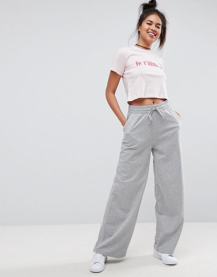Asos Design Basic Wide Leg Sweatpants - Gray