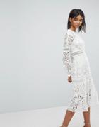 Elliatt Lace Midi Dress - White