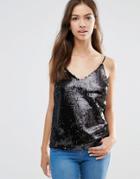 Vero Moda Sillie Sequin Cami Top - Black