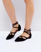 Raid Marci Ankle Strap Flat Shoes - Black