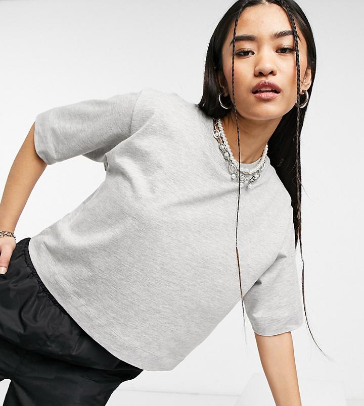 Collusion Boxy Short Sleeve T-shirt In Gray-grey