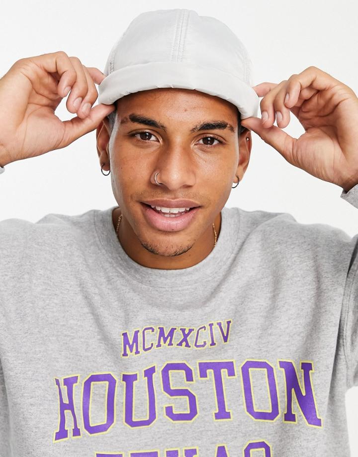 Asos Design Docker Hat In Washed Gray Nylon-grey