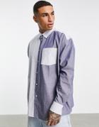 Topman Oversized Shirt In Cut And Sew Stripe-blues