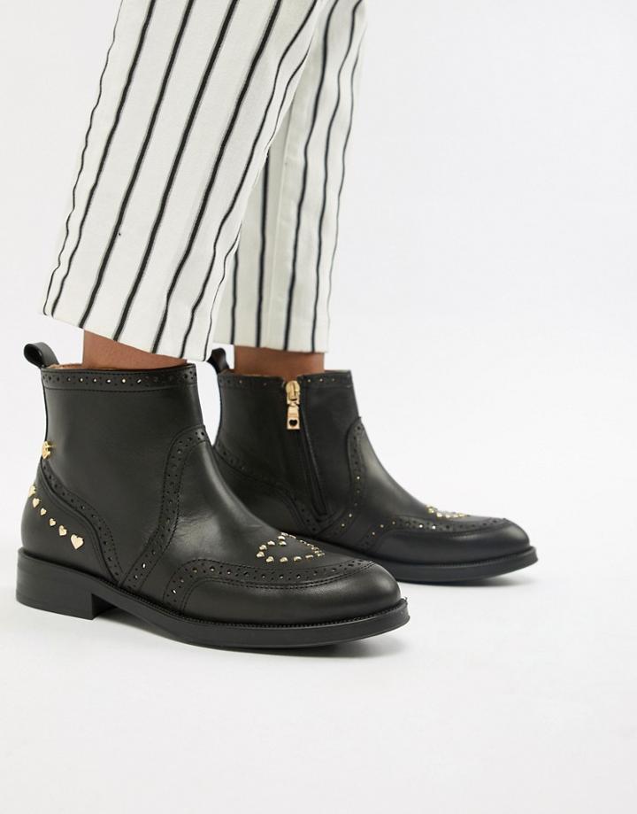 Love Moschino Flat Ankle Boots - Black