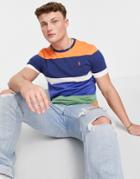 Polo Ralph Lauren Icon Logo Varied Stripe T-shirt In Orange Multi -part Of A Set