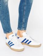 Adidas Originals Leather Gazelle Sneakers With Gum Soles - Blue