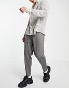 Asos Design Smart Tapered Sweatpants In Gray Scuba With Fixed Hem & Pintucks-blues