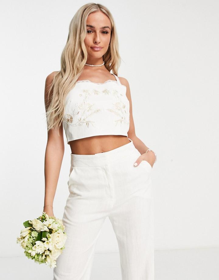 Hope & Ivy Bridal Lola Top In Ivory - Part Of A Set-white