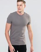 Asos Extreme Muscle T-shirt With Crew Neck In Gray - Smokey Gray