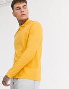 Asos Design Organic Long Sleeve Pique Polo In Yellow