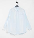 Collusion Plus Exclusive Ultimate Oversized Organic Cotton Dad Shirt With Embroidery In Blue-blues