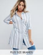 Junarose Striped Longline Shirt - Multi