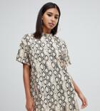 Missguided Oversized T-shirt Dress In Snake Print - Multi
