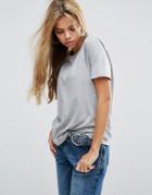 Asos Boyfriend T-shirt With Wide Sleeve - Gray