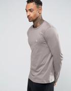 Asos Long Sleeve T-shirt With Crew Neck And Logo In Grey - Green