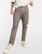 Asos Design Cigarette Chinos With Pleats Brown