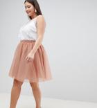 John Zack Plus Tulle Midi Skirt - Beige