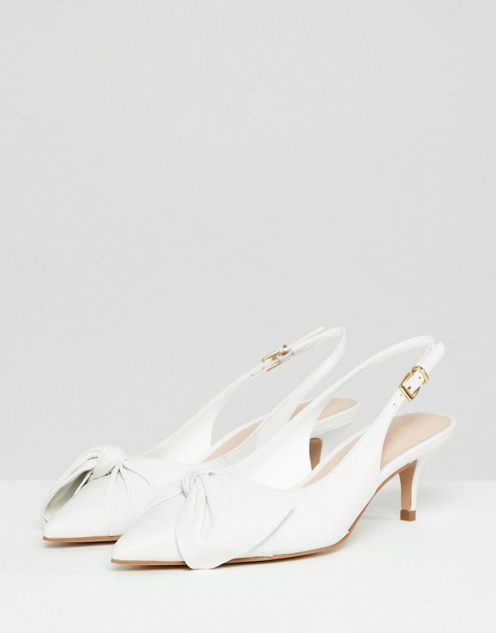 Aldo Knot Slingback Kitten Heel Shoes - White
