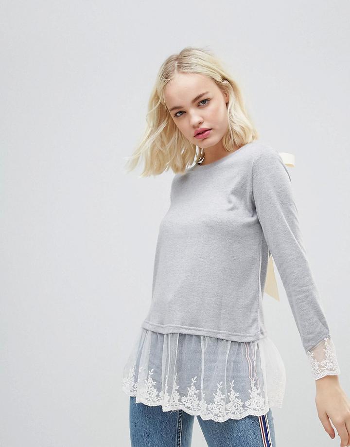 Hazel Lacey Hems Sweater - Gray