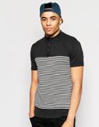 Brave Soul Knitted Stripe Polo - Gray