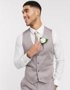 Asos Design Wedding Skinny Suit Suit Vest In Gray Stretch Cotton-grey