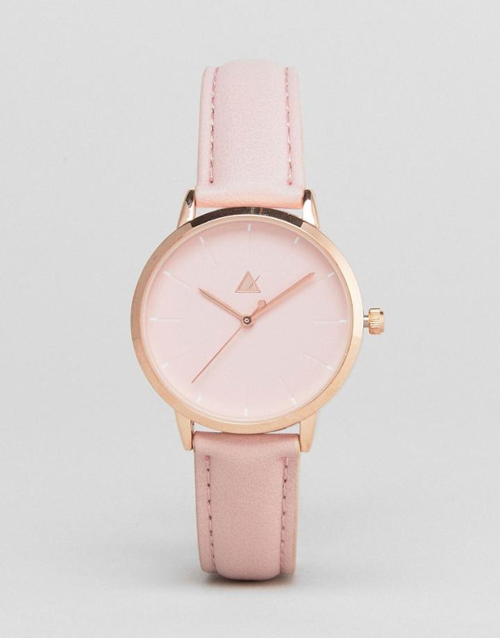 Asos Curve Debossed Marker Pink Tonal Watch - Pink