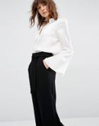 Gestuz Maiden Silk Shirt With Bell Sleeves And Buttons - White