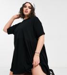 Noisy May Curve Organic Cotton Jersey Smock Dress In Black