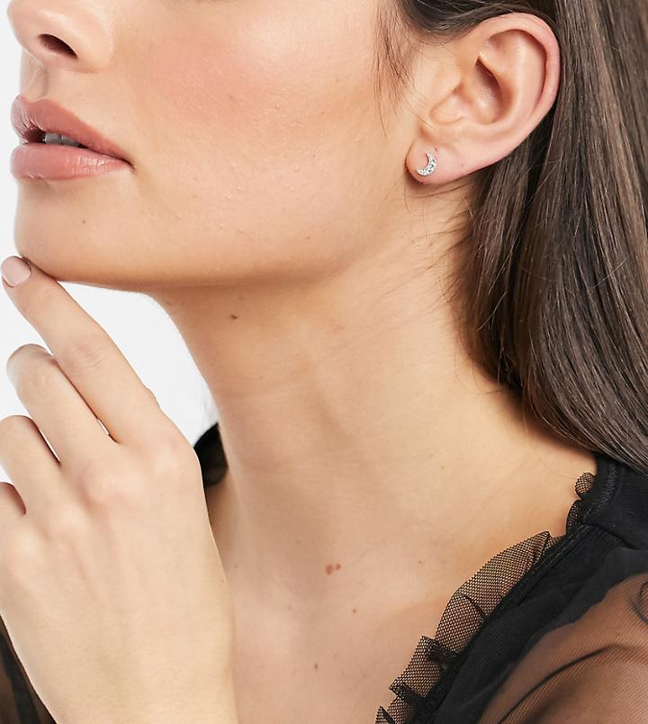 Kingsley Ryan Exclusive Stud Earring Multipack X 2 In Celestial Star And Cresent Moon Pave Sterling Silver
