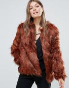 Goldie Faux Fur Jacket - Orange