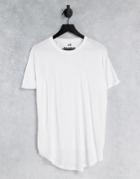 Pull & Bear Layerd Hem T-shirt In White