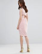 Wal G Dress With Rouched Skirt And Cross Back - Pink